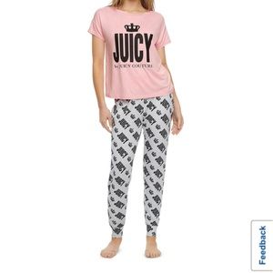 ❤️ Juicy By Juicy Couture Womens Crew Neck Short Sleeve 2-pc. Pant PJ Set
